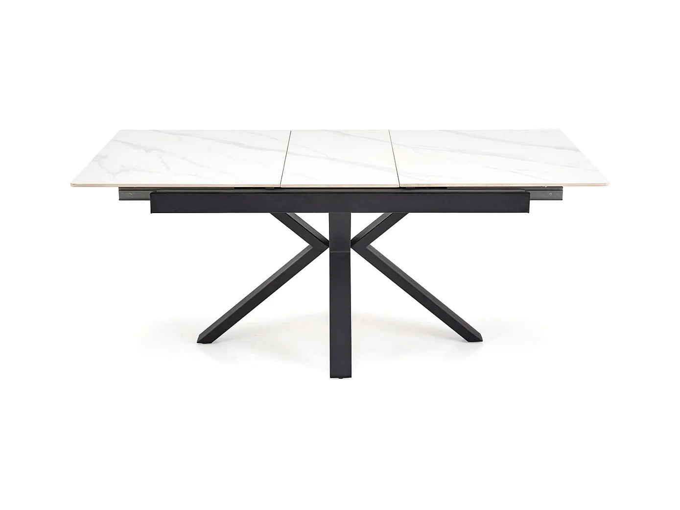 Table à manger Platan/Métal fritté/Extensible/Blanc Noir