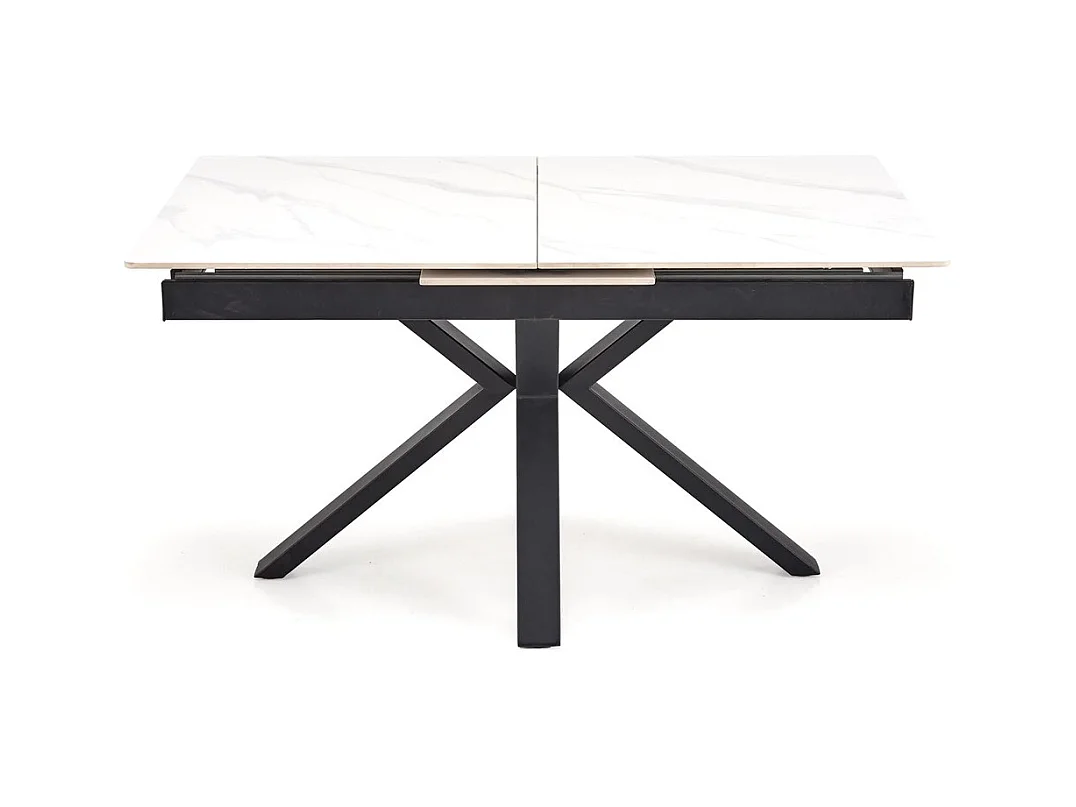 Table à manger Platan/Métal fritté/Extensible/Blanc Noir