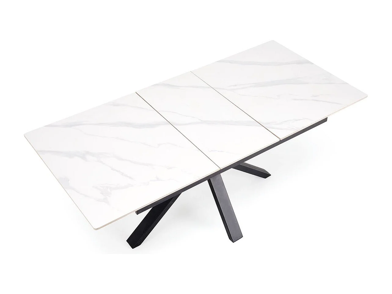 Table à manger Platan/Métal fritté/Extensible/Blanc Noir