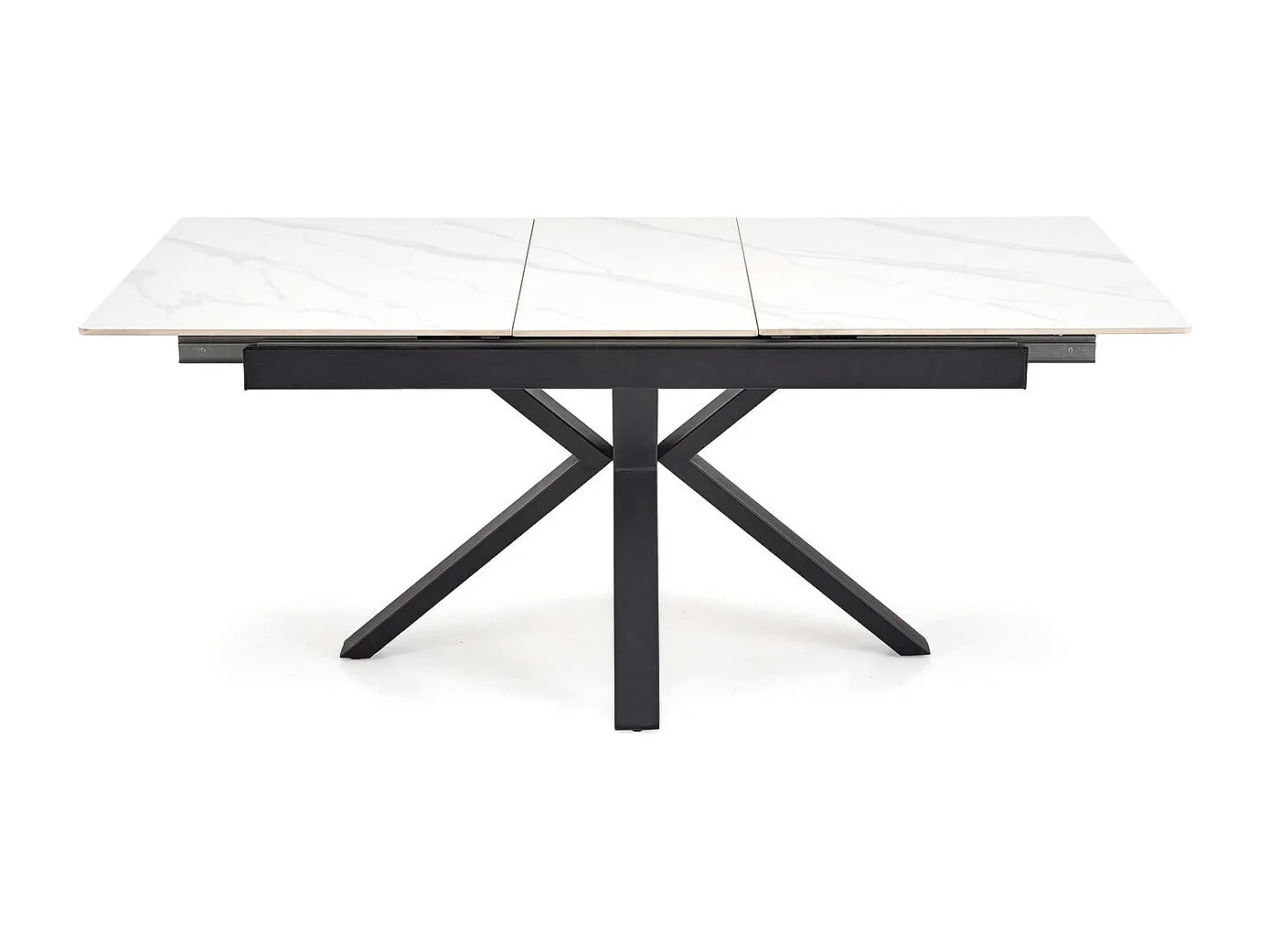 Table à manger Platan/Métal fritté/Extensible/Blanc Noir