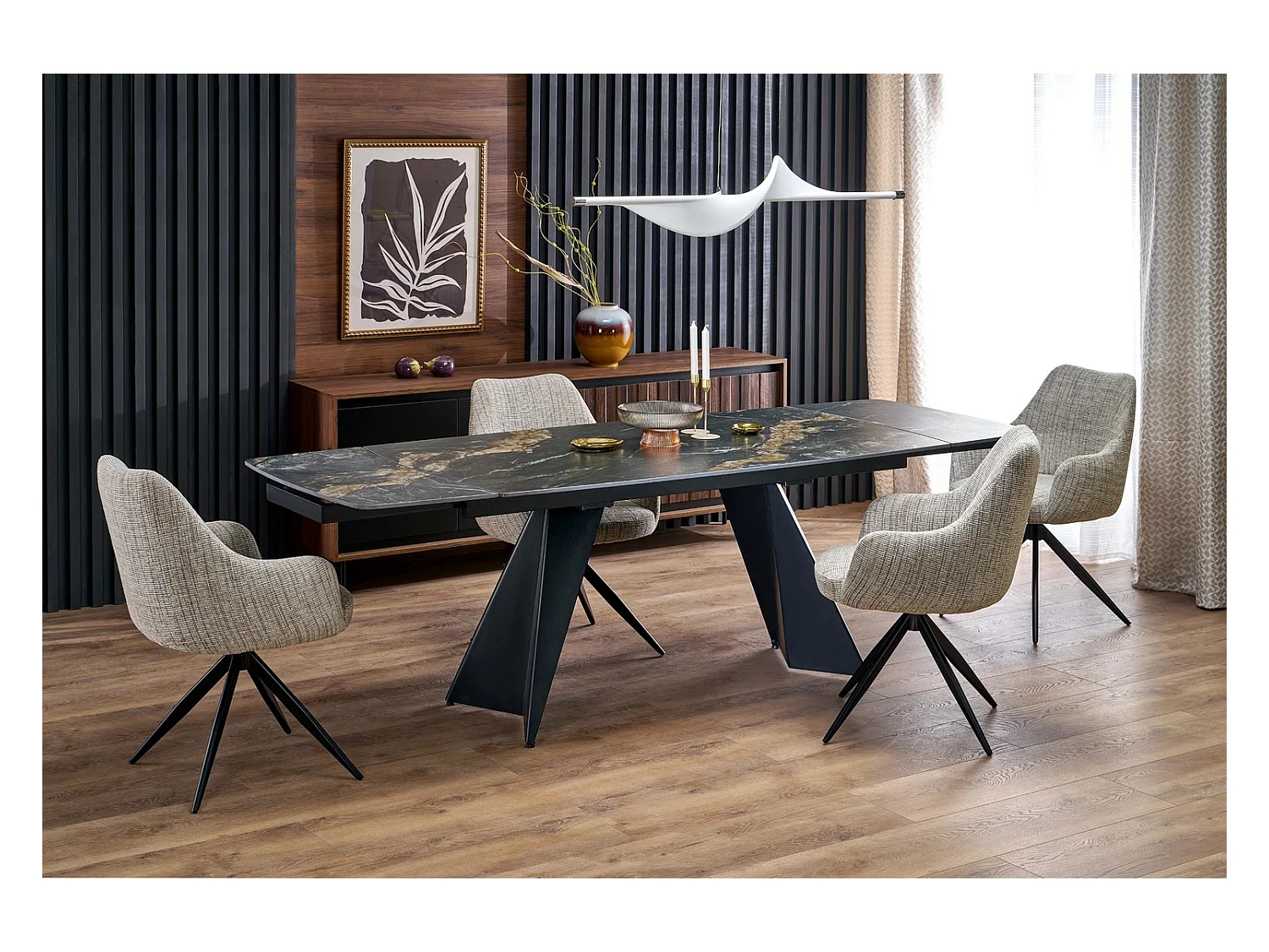 Tavolo da pranzo Armoni/metallo sinterizzato/allungabile/nero