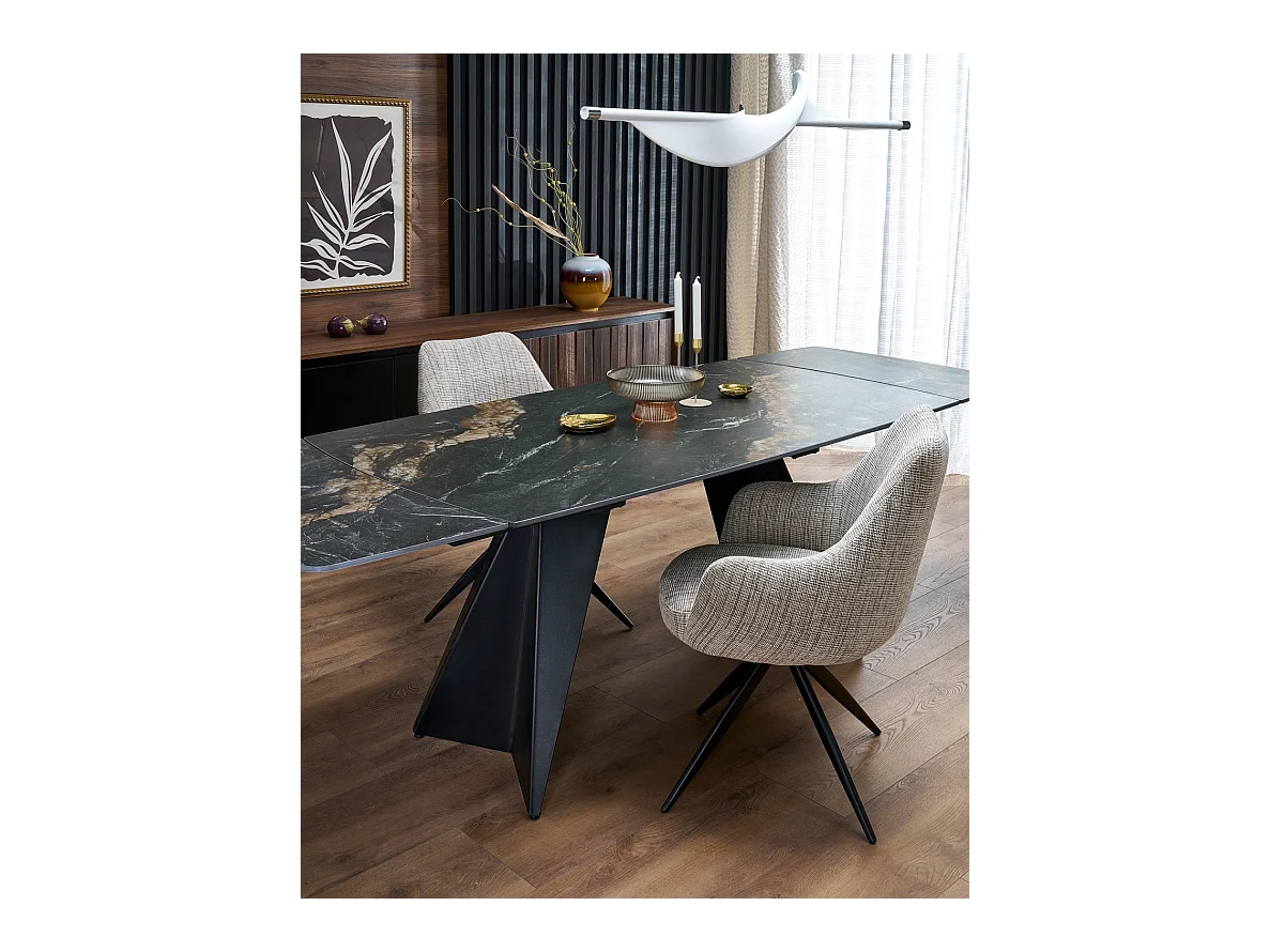 Tavolo da pranzo Armoni/metallo sinterizzato/allungabile/nero