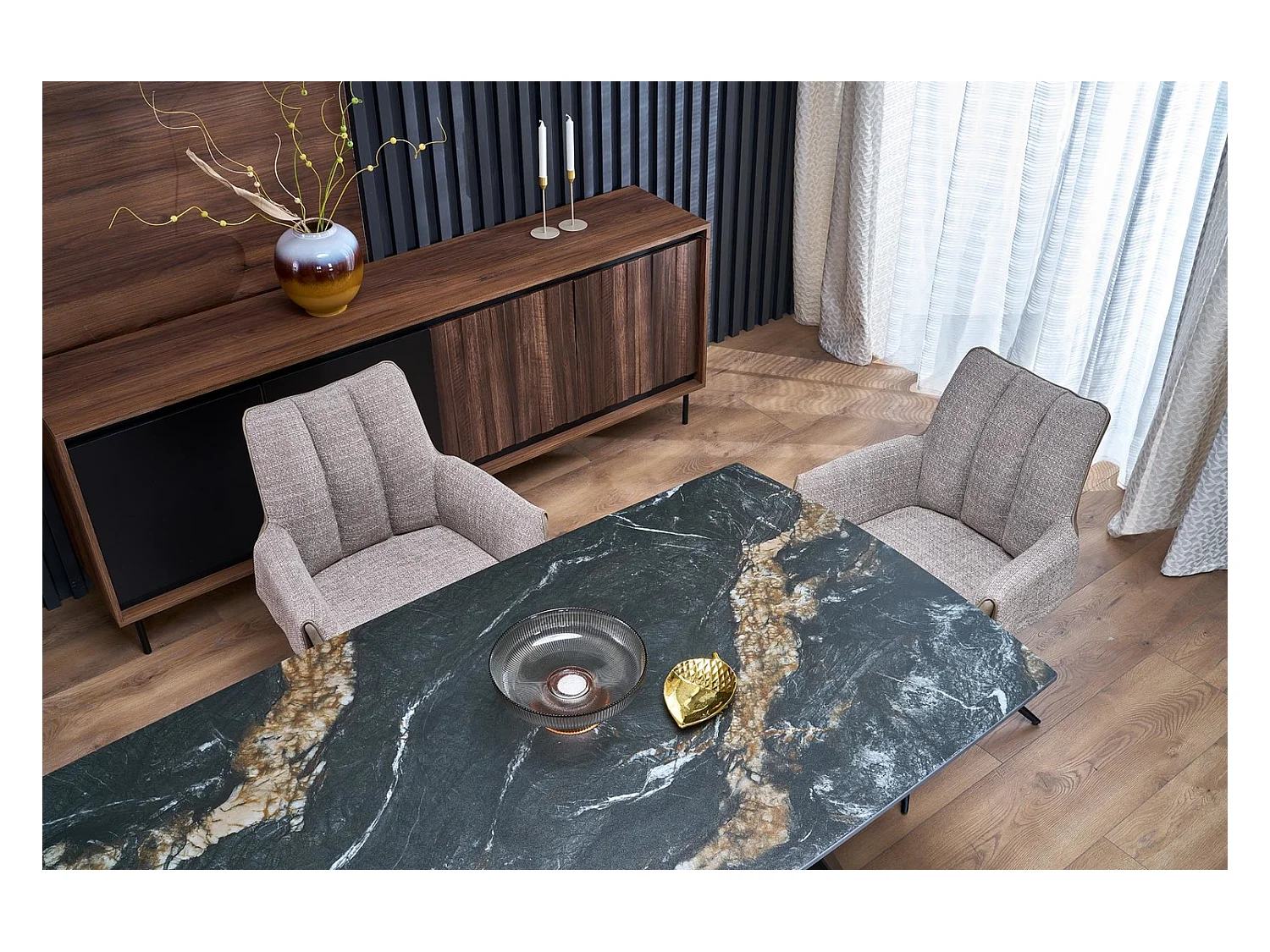 Tavolo da pranzo Armoni/metallo sinterizzato/allungabile/nero