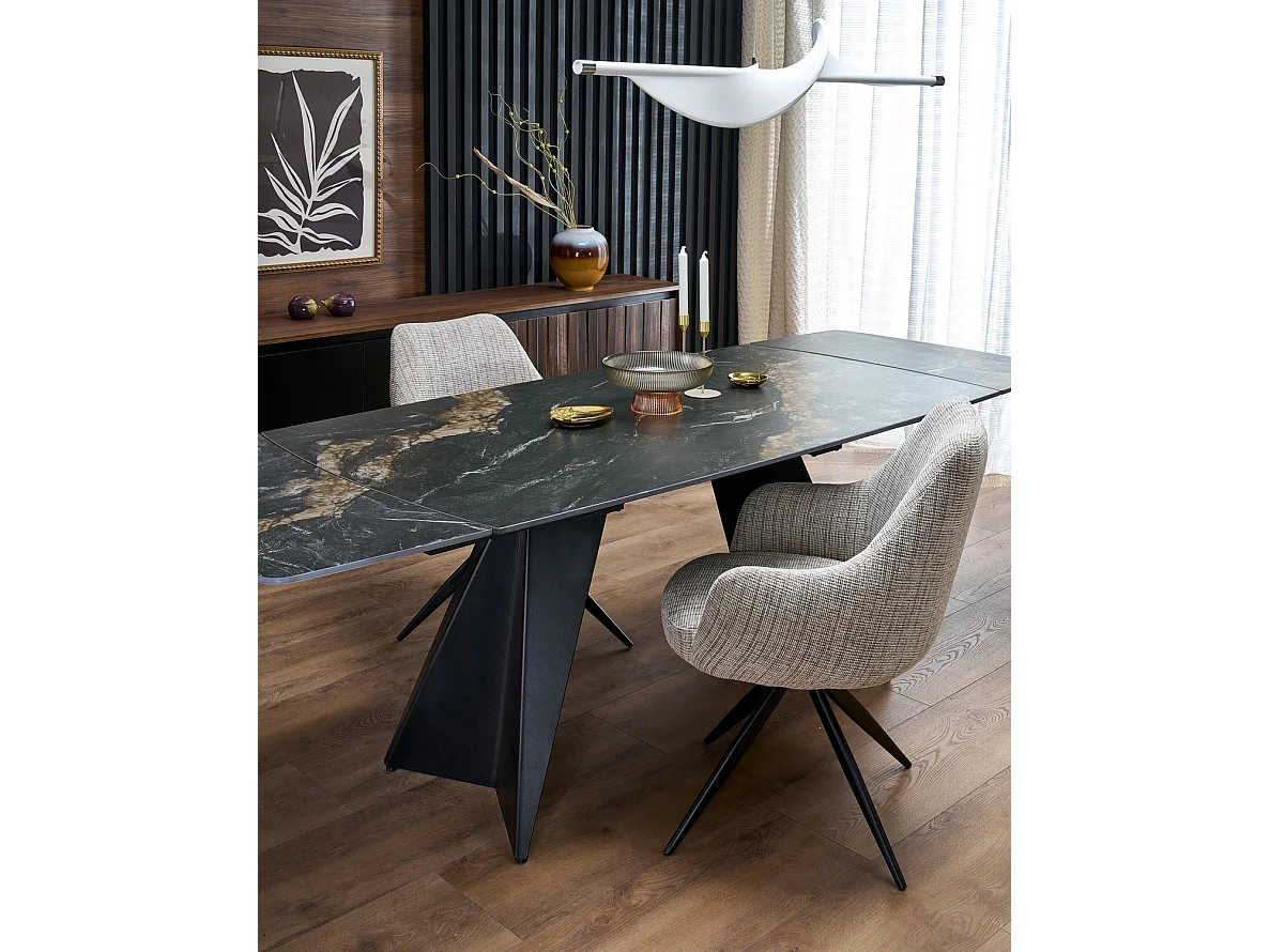 Tavolo da pranzo Armoni/metallo sinterizzato/allungabile/nero