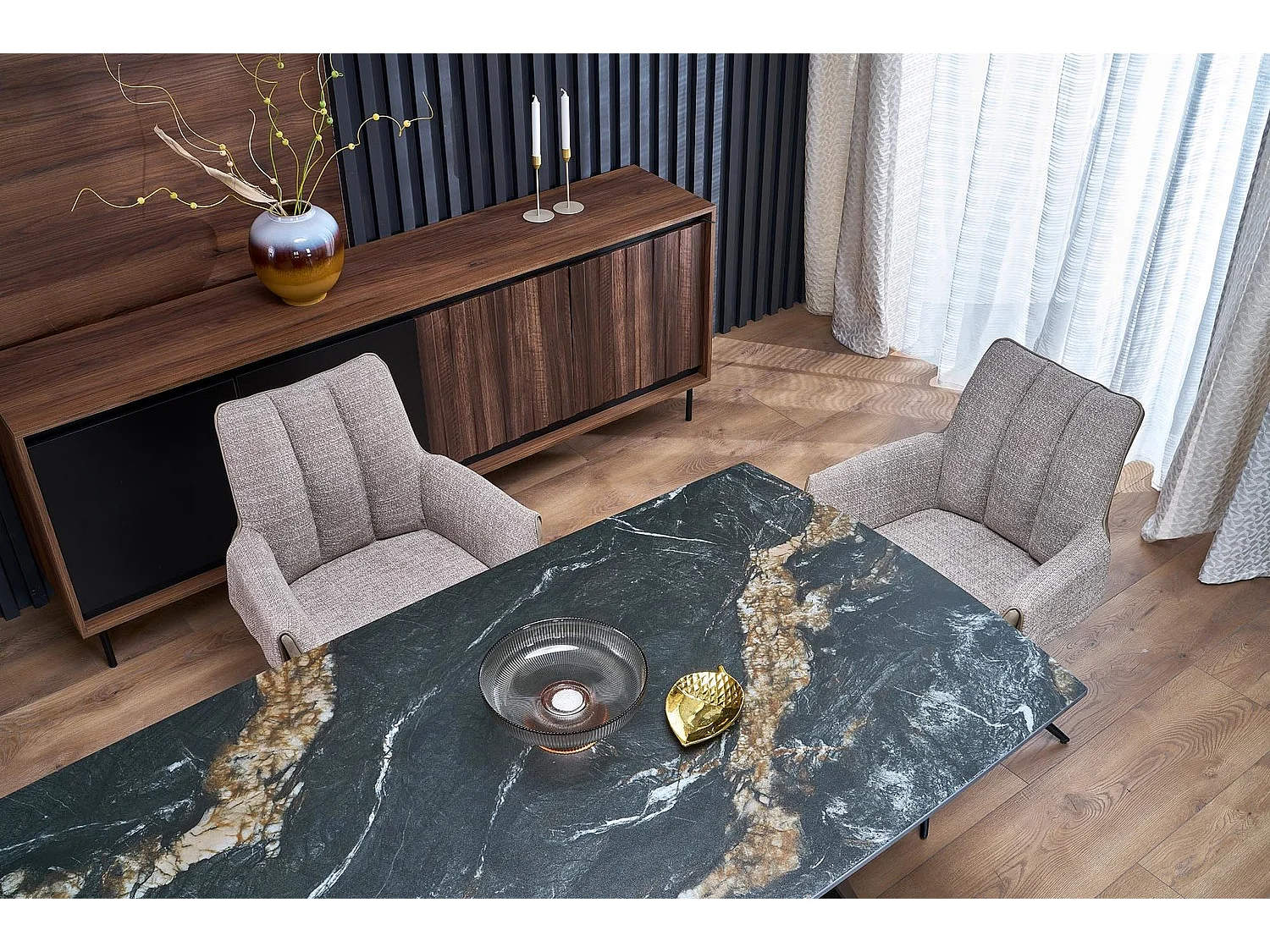 Tavolo da pranzo Armoni/metallo sinterizzato/allungabile/nero