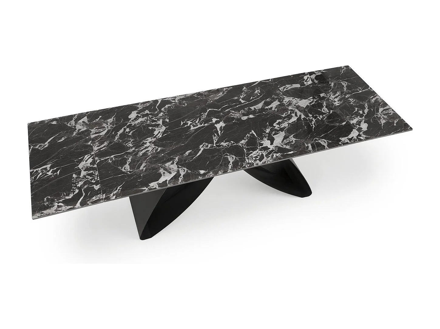 Table à manger Hilario/Fritté et métal/Extensible/Noir&Blanc