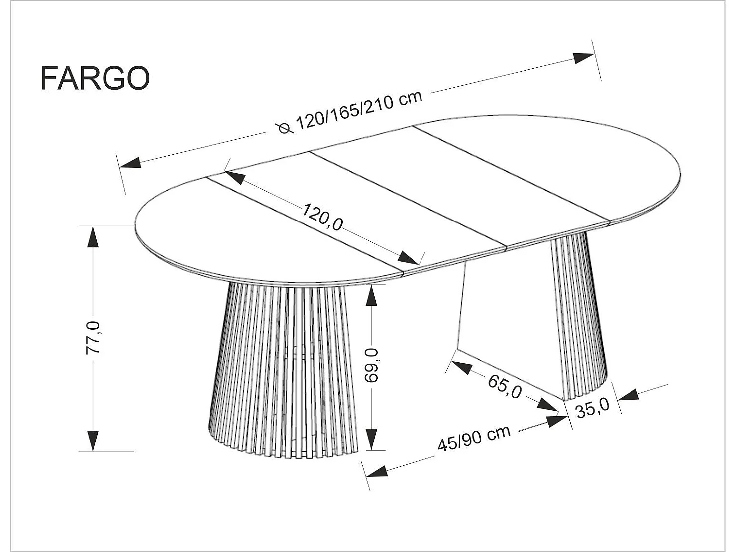 Esstisch Fargo/MDF+Furnier/Erweiterbar/Eichebraun