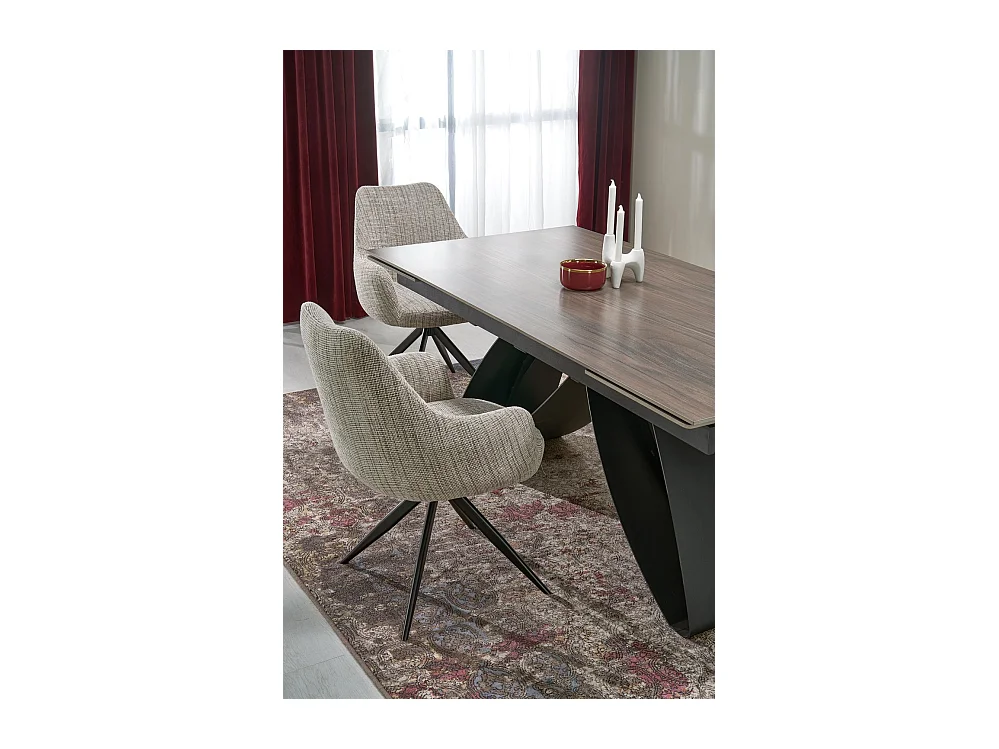 Tavolo da pranzo Hilario/Sinterizzato e metallo/Estensibile/Nero&Marrone