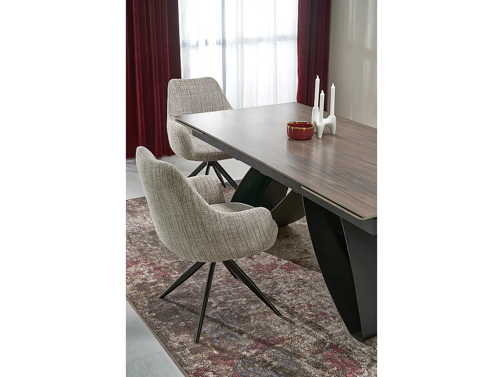 Table à manger Hilario/Fritté et métal/Extensible/Noir&Marron