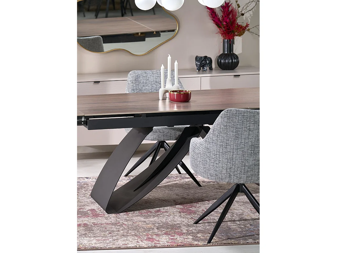 Table à manger Hilario/Fritté et métal/Extensible/Noir&Marron