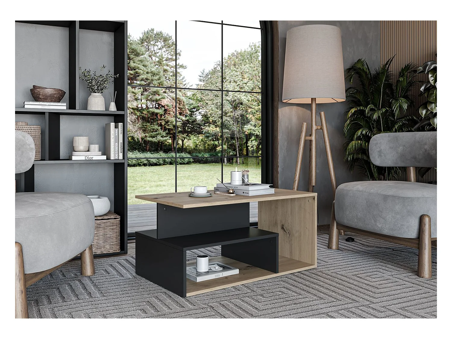 Couchtisch Iva/Möbelplatte/Artisan&Schwarz