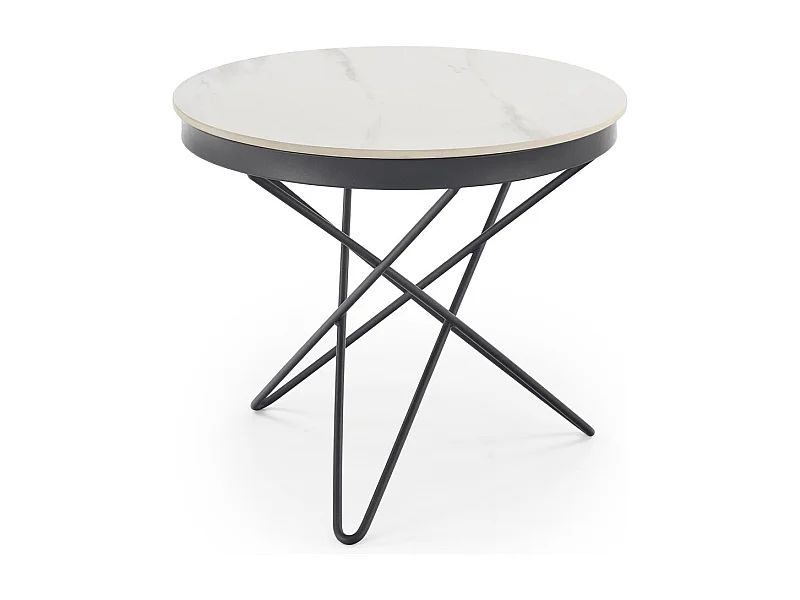 Couchtisch Leila/Gesinternter Stein/MDF&Furnier/Weiss&Schwarz