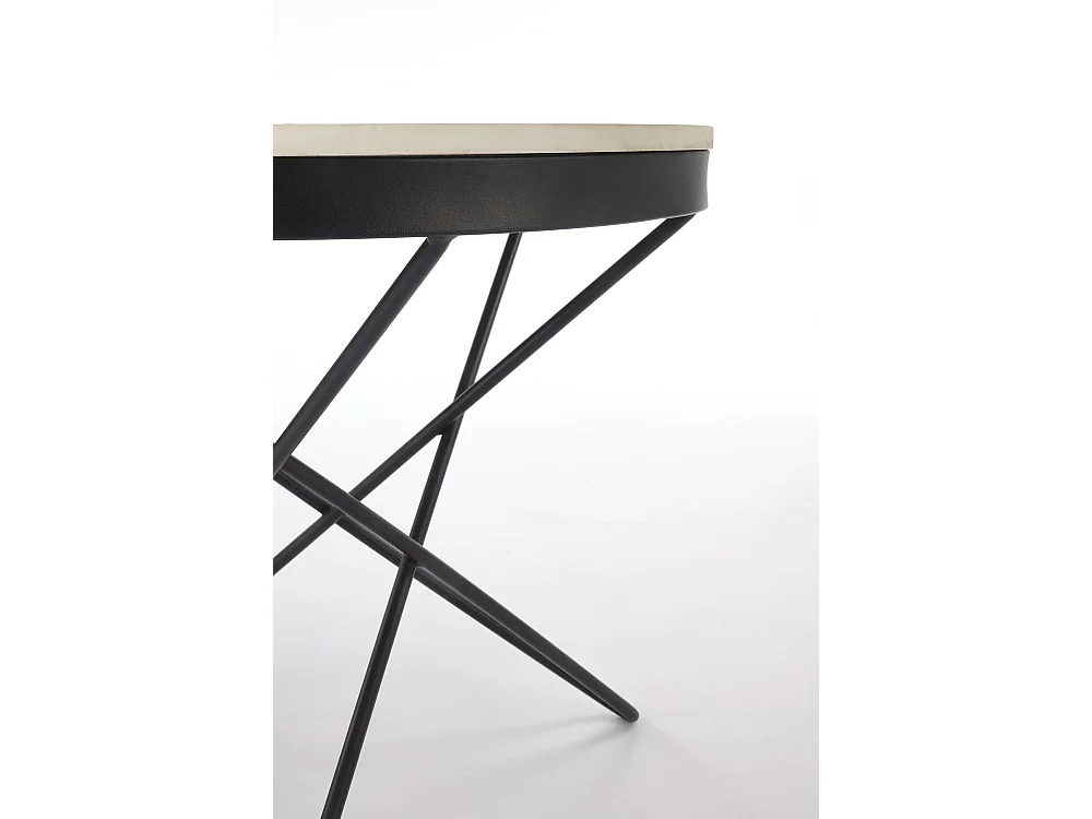 Couchtisch Leila/Gesinternter Stein/MDF&Furnier/Weiss&Schwarz