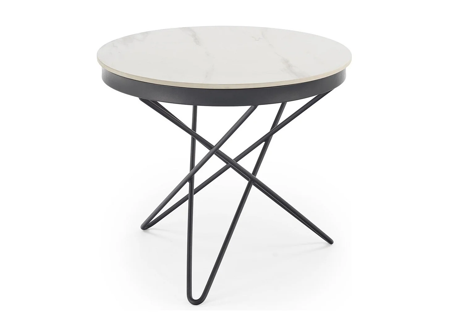 Couchtisch Leila/Gesinternter Stein/MDF&Furnier/Weiss&Schwarz