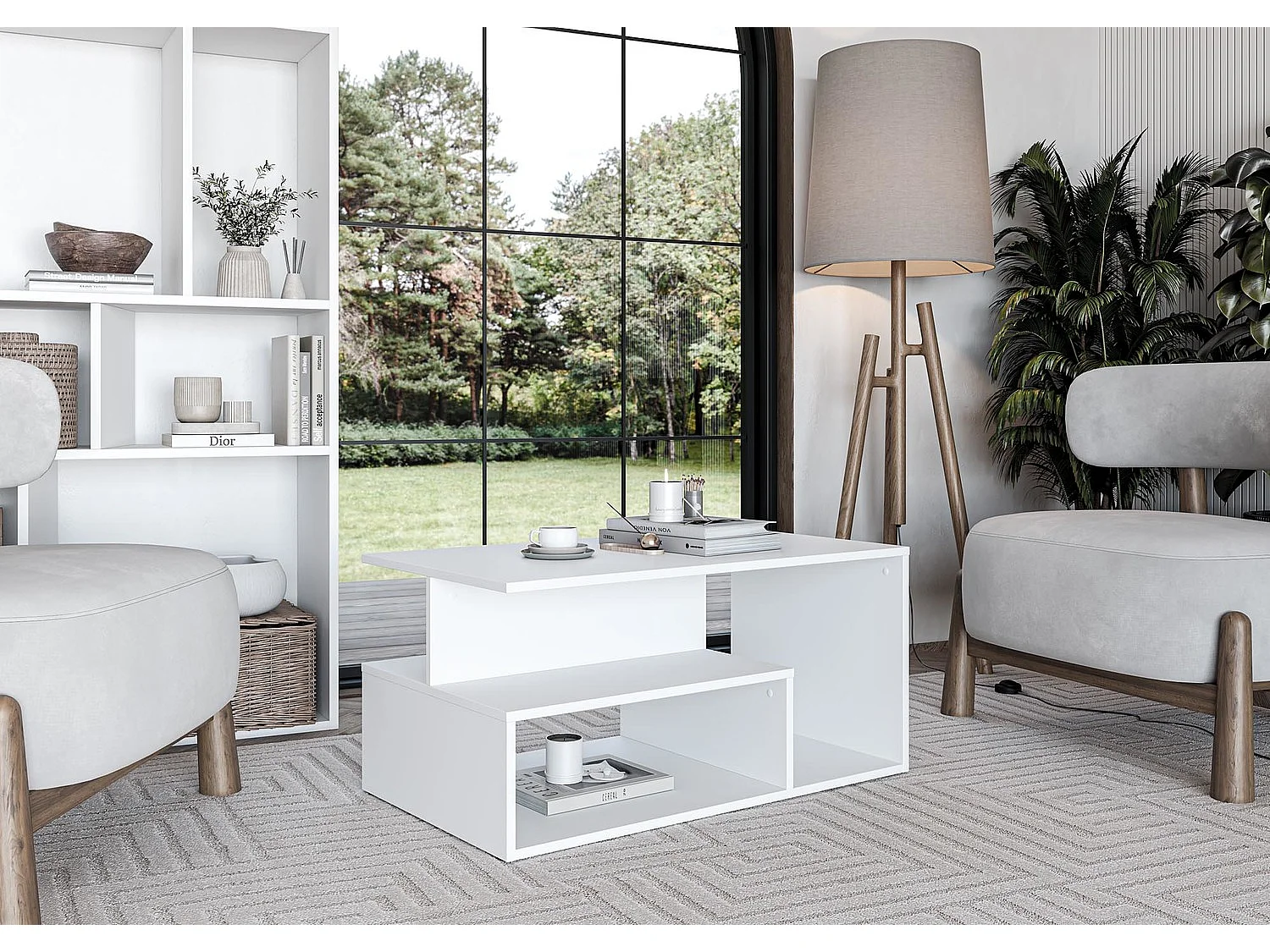 Couchtisch Iva/Möbelplatte/Weiss