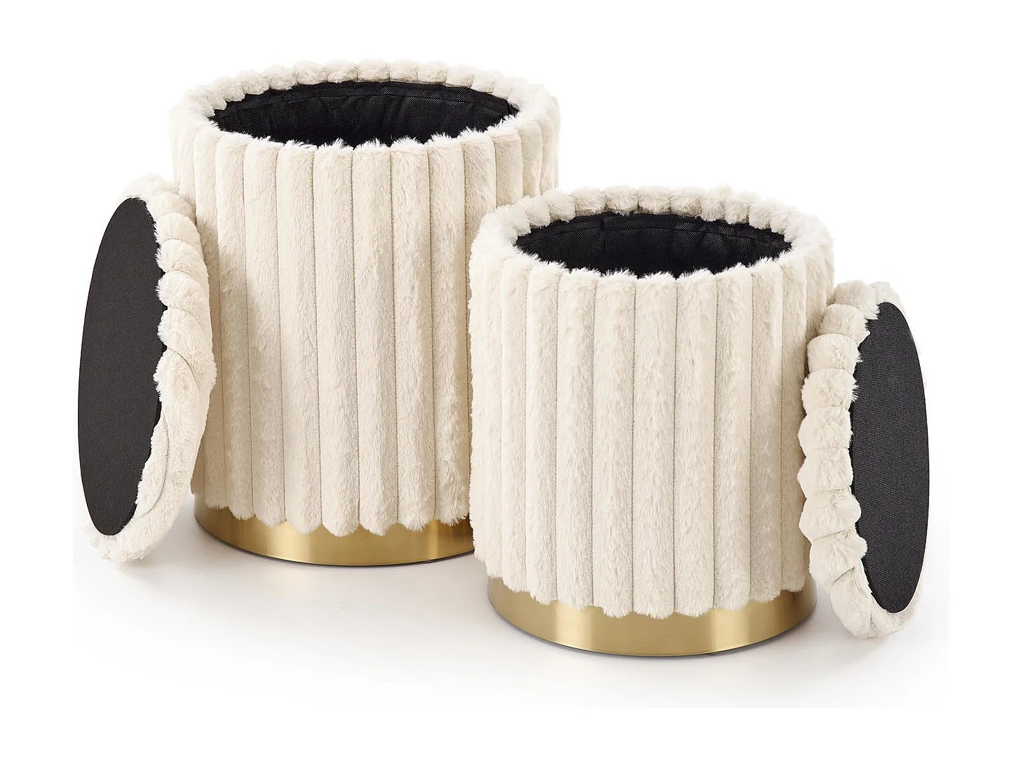 Set di sgabelli Fido/Spazio di stoccaggio/Rivestimento in tessuto/ Beige