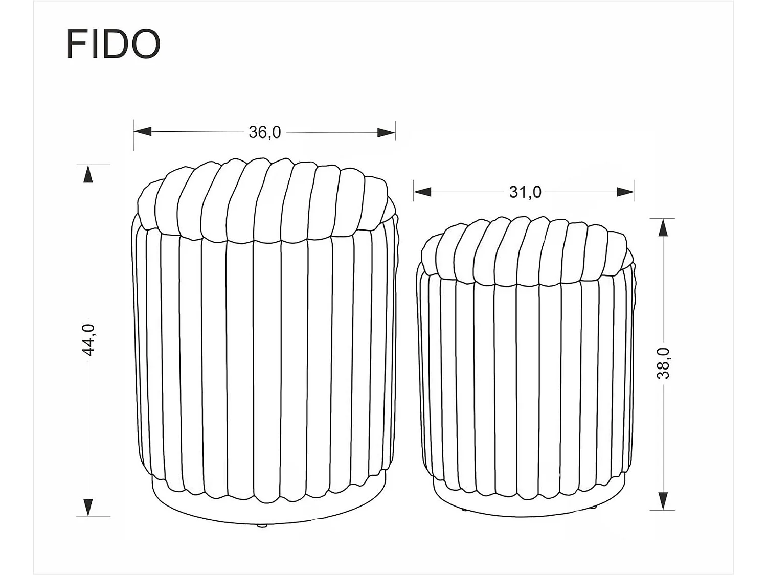 Set di sgabelli Fido/Spazio di stoccaggio/Rivestimento in tessuto/ Beige