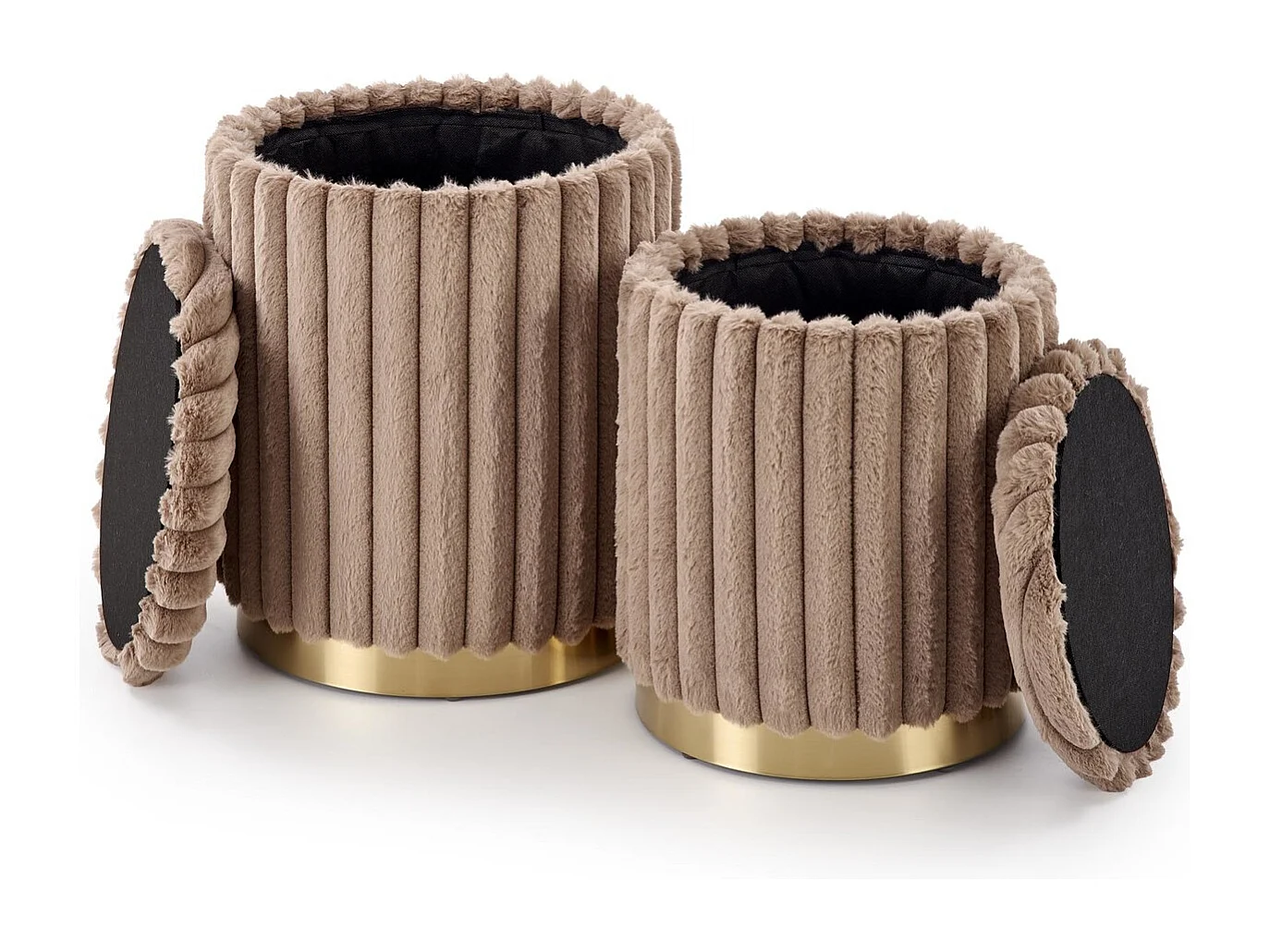 Set di sgabelli Fido/Spazio di stoccaggio/Rivestimento in tessuto/Marrone