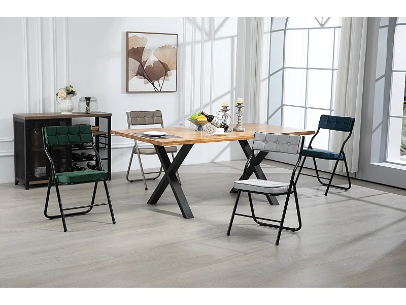 Klappstühle 2er-Set, Klappbare Esszimmerstühle mit Polster, tragbar, für Gäste Küche Büro, Grün