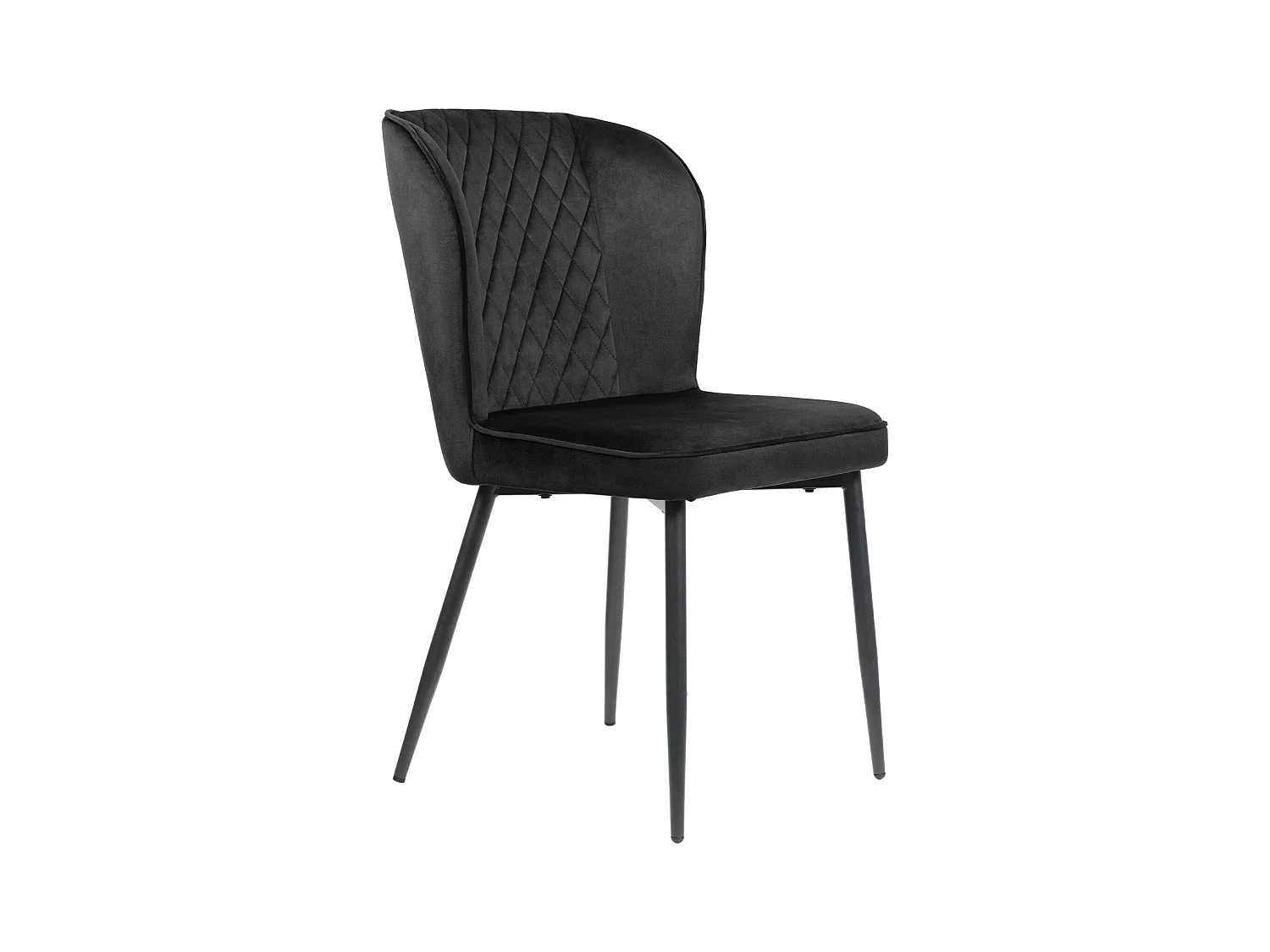 Eetkamerstoelset van 4, zwart, gestoffeerd stoelontwerp met rugleuning, fluweel, metalen frame