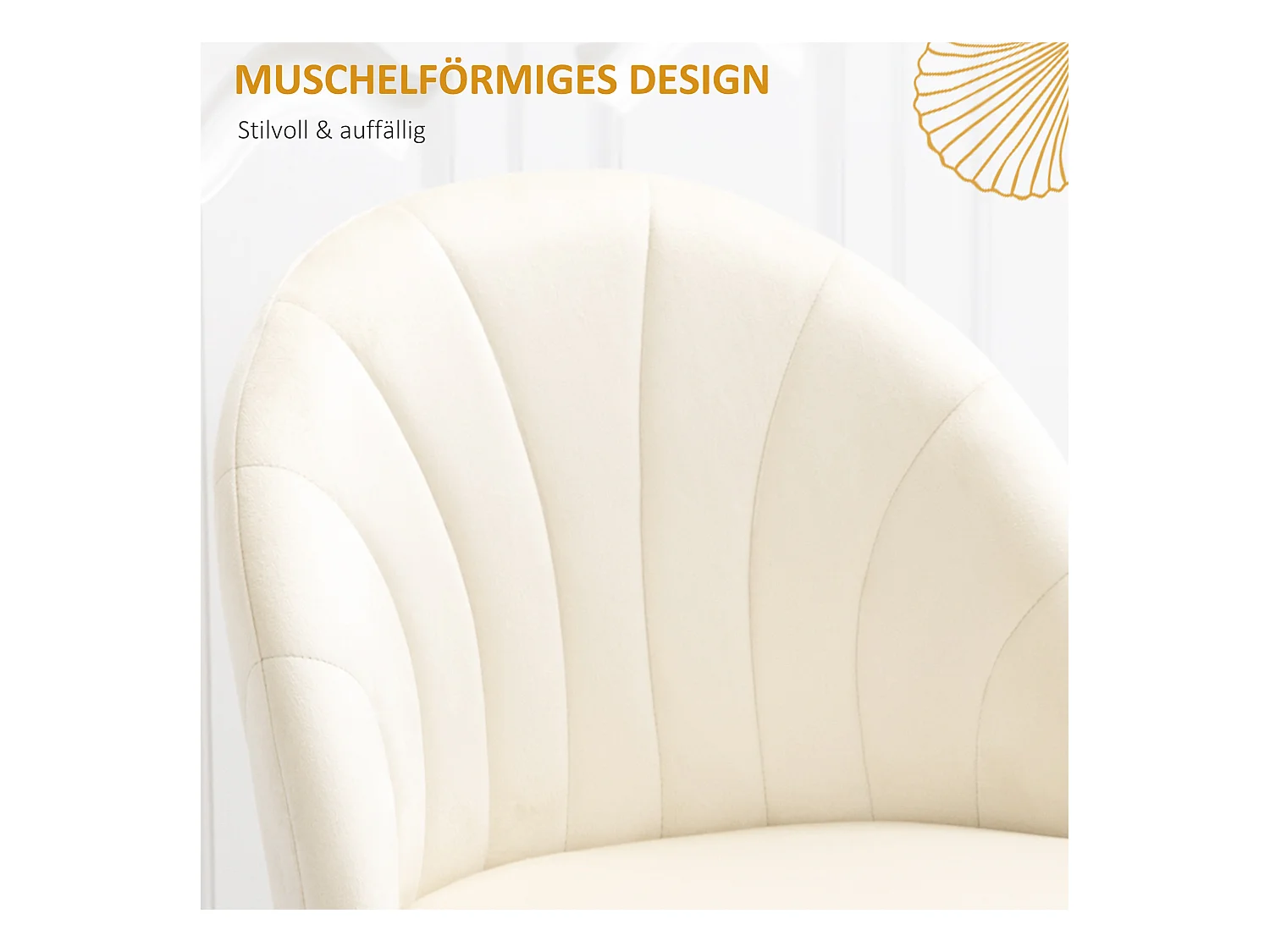 Esszimmerstühle 2er-Set, Komfortable Polsterstühle mit Rückenlehne in Samtoptik, Stahlbeinen, Creme