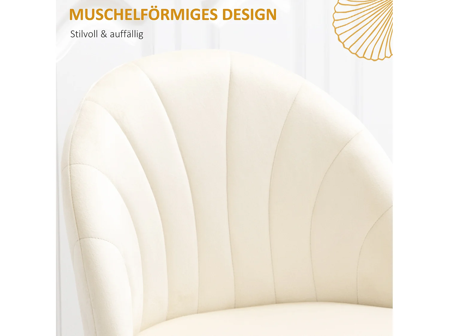 Ensemble de 2 chaises de salle à manger, chaises rembourrées confortables avec dossier en velours, pieds en acier, crème