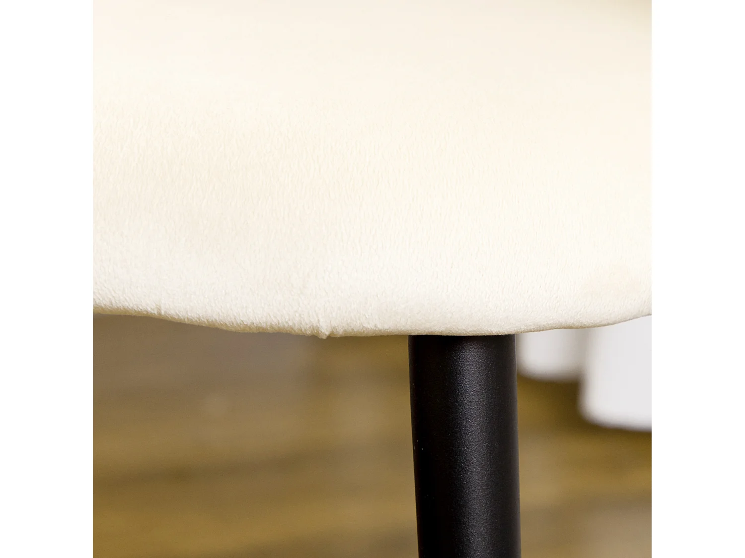 Ensemble de 2 chaises de salle à manger, chaises rembourrées confortables avec dossier en velours, pieds en acier, crème