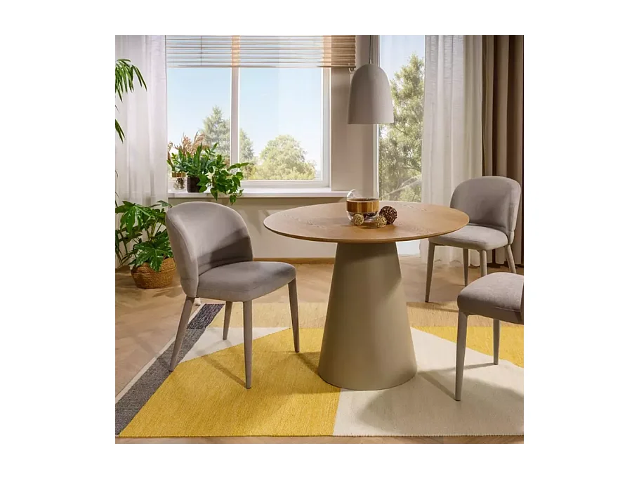 Chaise grise TOLY tissu avec piétement tissu intégré