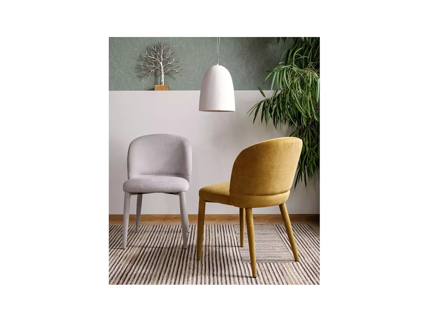 Chaise grise TOLY tissu avec piétement tissu intégré