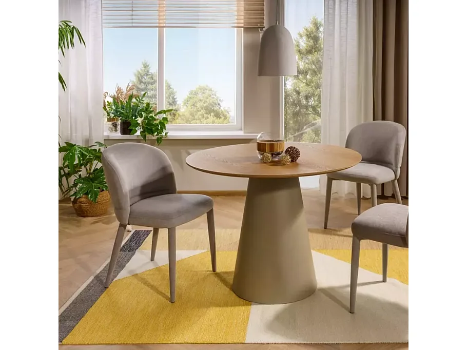 Chaise grise TOLY tissu avec piétement tissu intégré