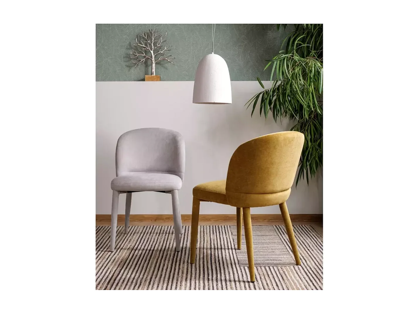 Chaise grise TOLY tissu avec piétement tissu intégré