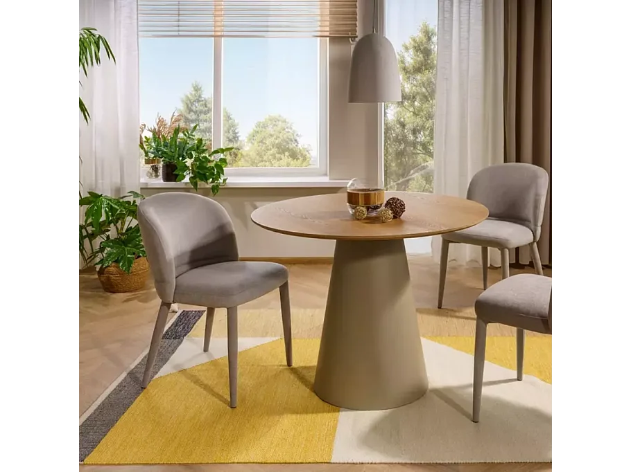 Chaise grise TOLY tissu avec piétement tissu intégré