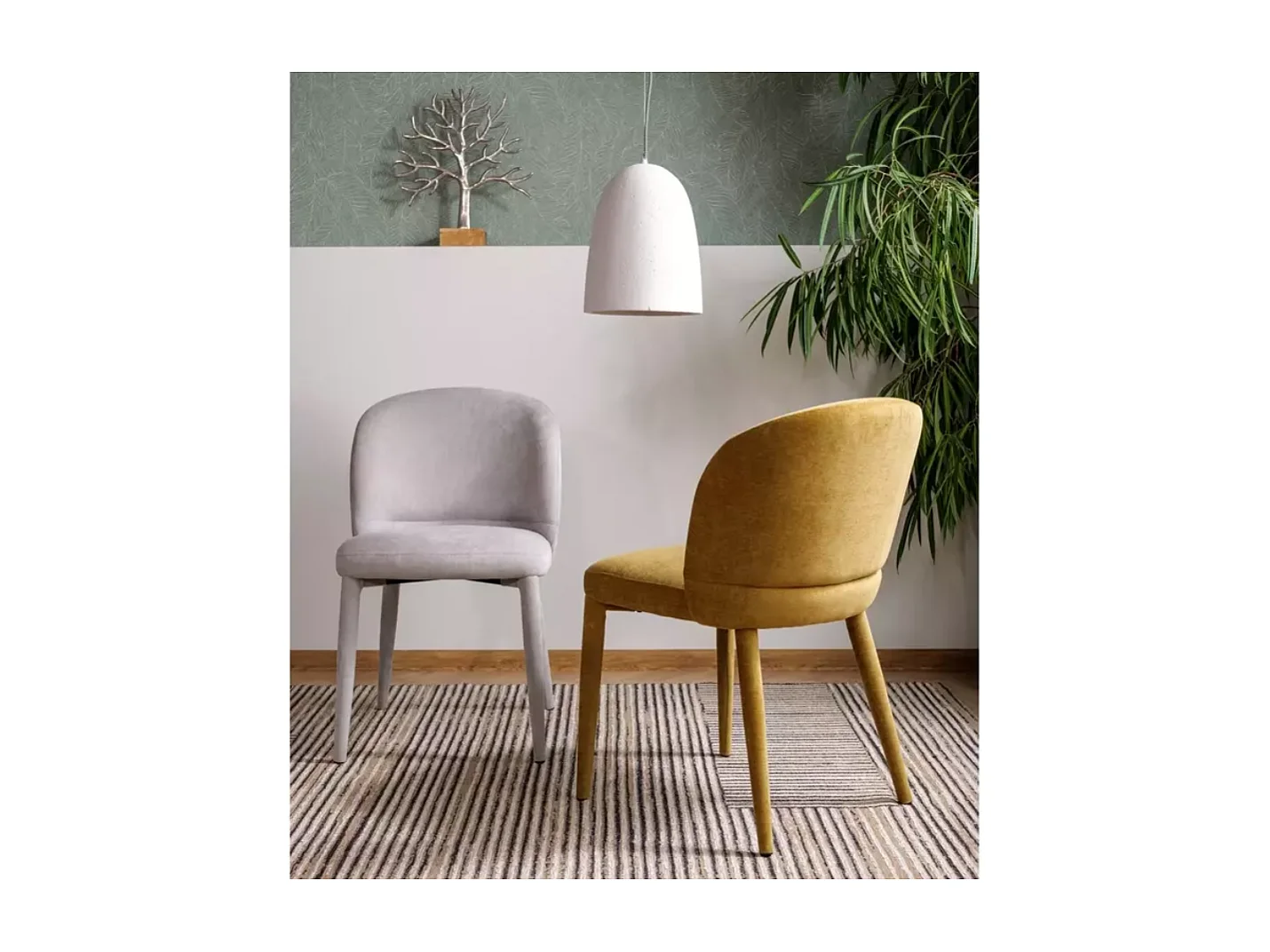 Chaise grise TOLY tissu avec piétement tissu intégré