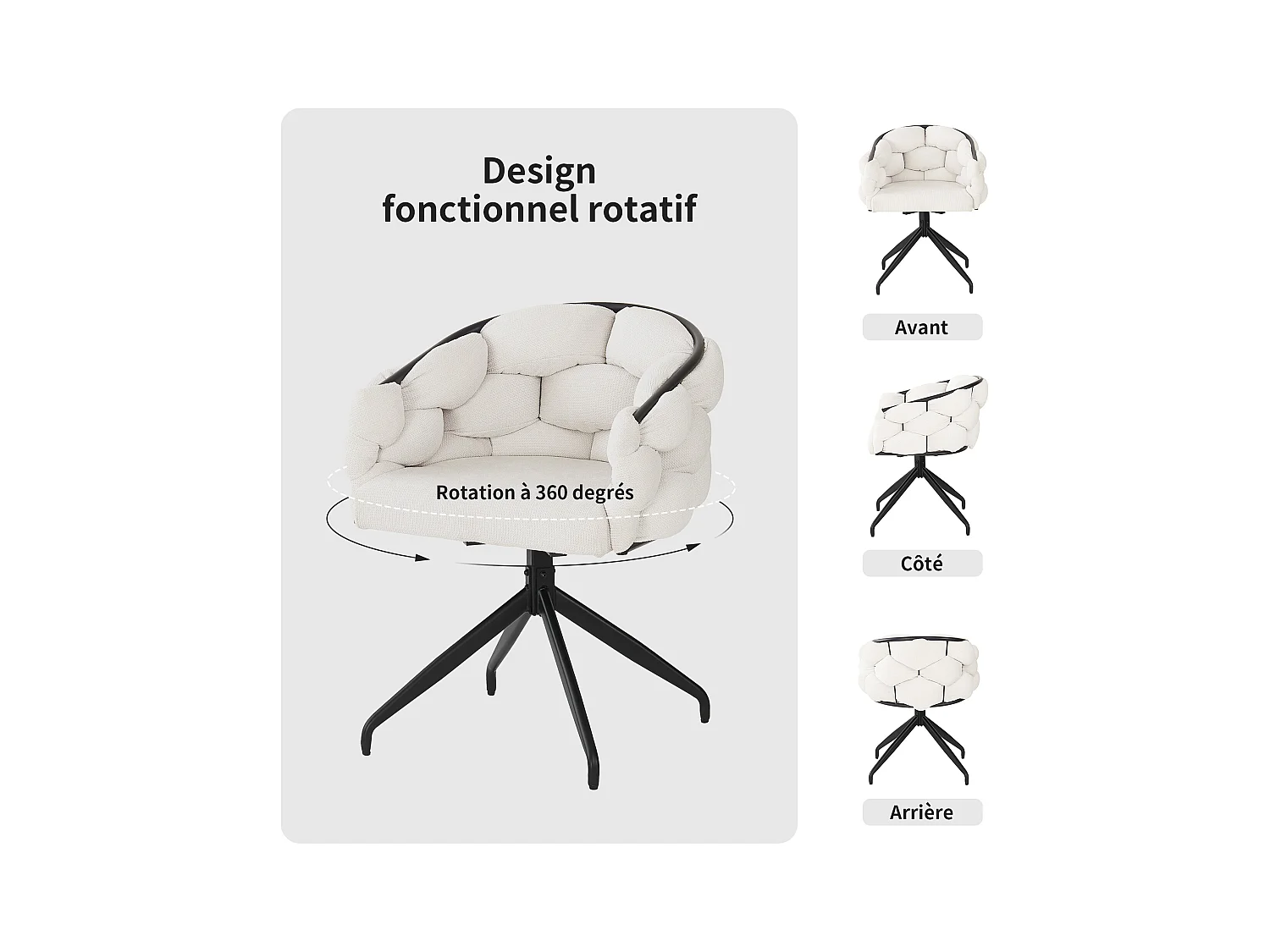 Luxe fluwelen eetkamerstoelen, set van 2, draaistoel, 360° draaibaar, eetkamerstoelen met rugleuning, beige