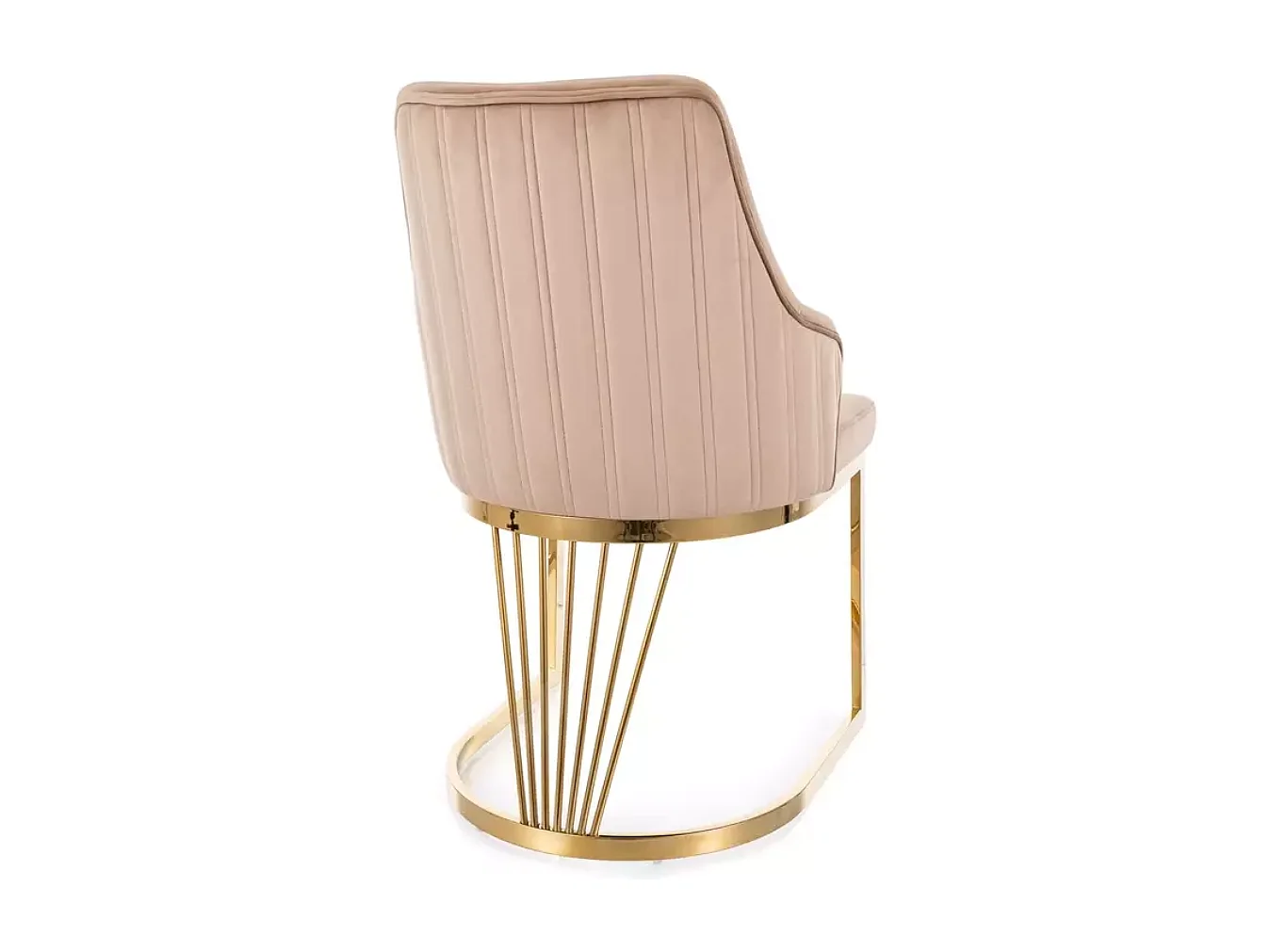 Chaise design avec revêtement en tissu velours beige et pied doré FARIN