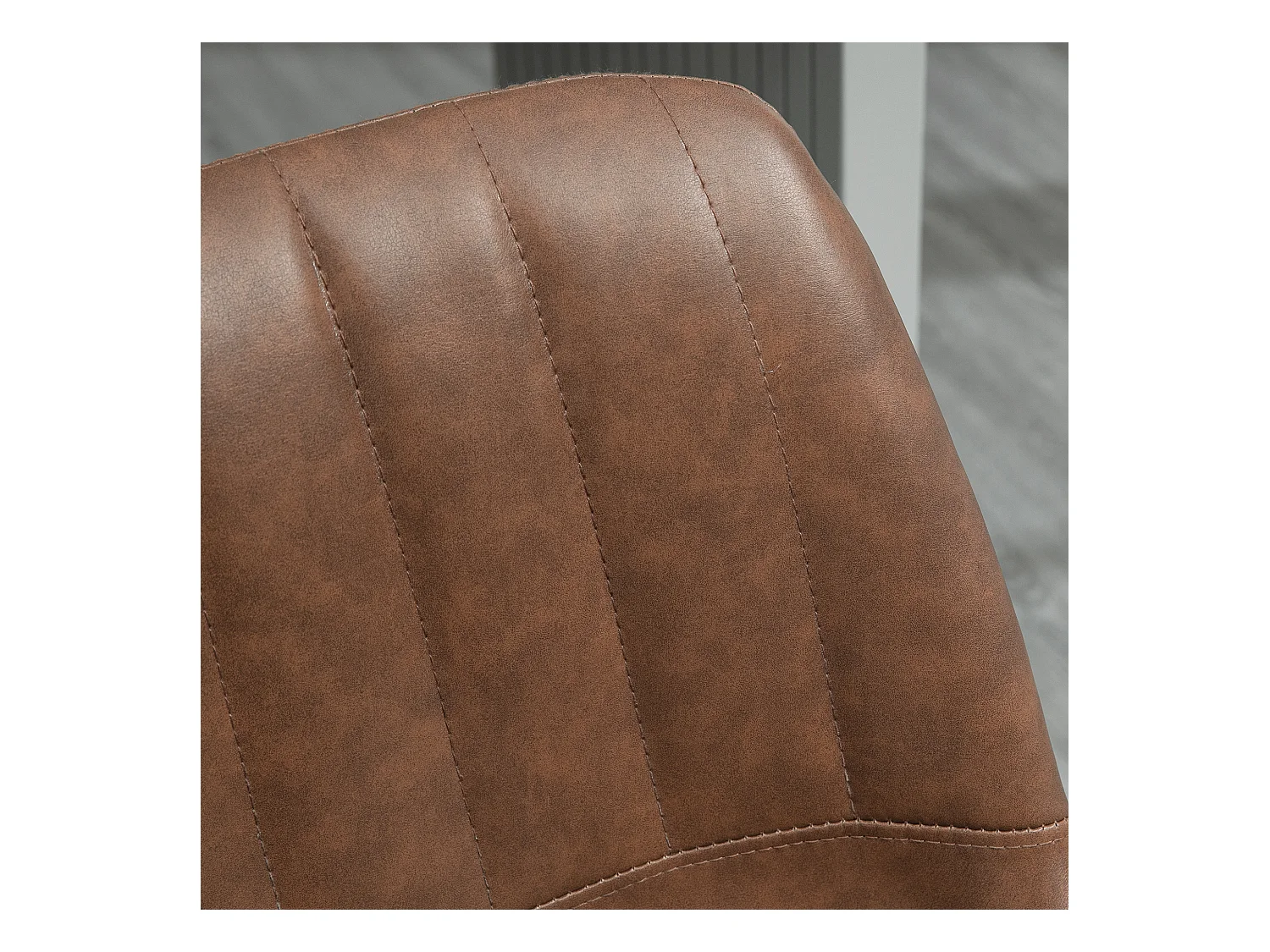 Barhocker 2er-Set, Höhenverstellbare Tresenhocker, Kunstleder, Bistrohocker mit Fußring, Stahl, Braun