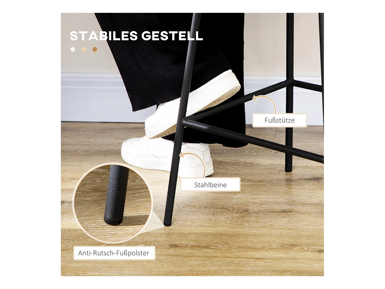 Set di 2 sgabelli da bar, sgabello da bistrot con poggiapiedi, sedia da bar, gambe in acciaio, nero