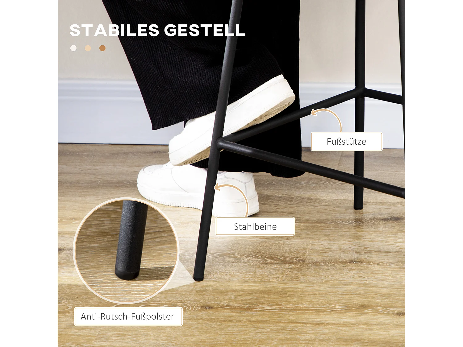 Set di 2 sgabelli da bar, sgabello da bistrot con poggiapiedi, sedia da bar, gambe in acciaio, nero