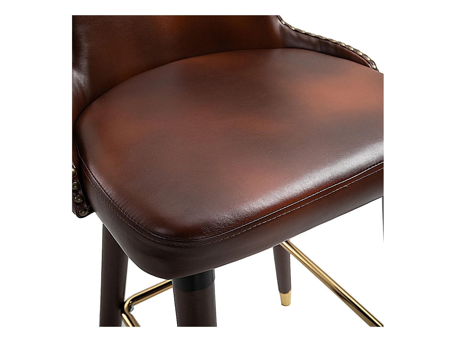 Barhocker 2er-Set, eleganter Bistrostuhl mit Fußstütze & Rückenlehne, PU Braun