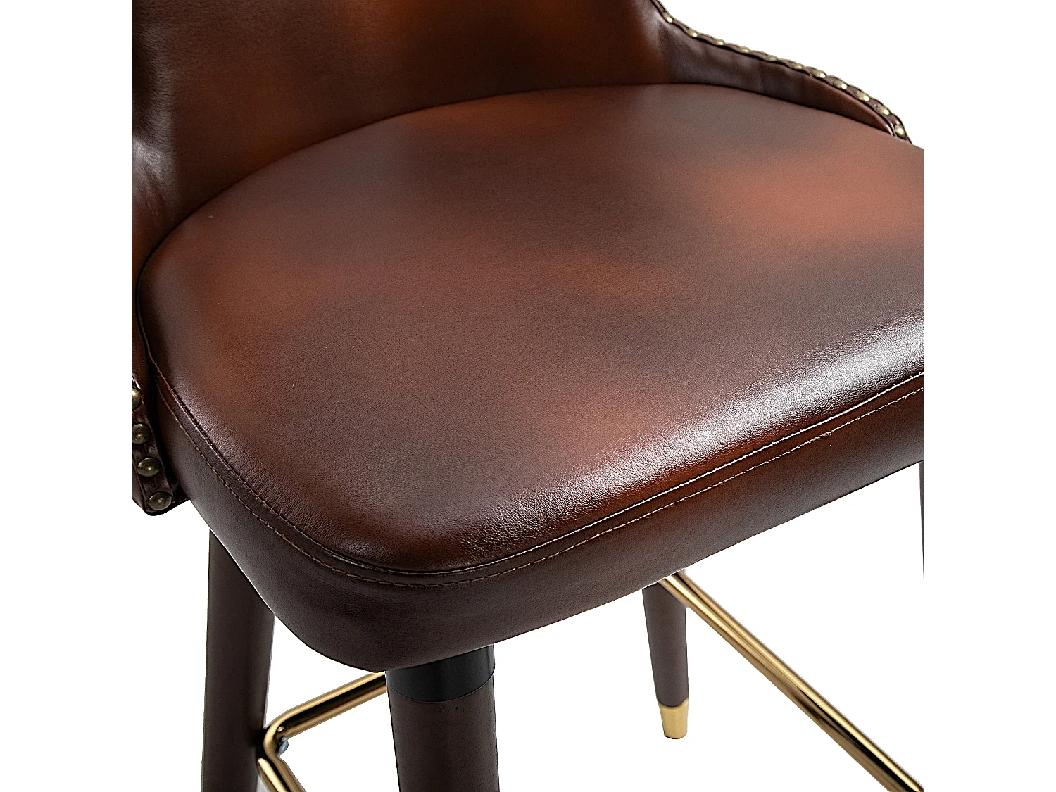 Set di 2 sgabelli da bar, elegante sedia da bistrot con poggiapiedi e schienale, PU marrone