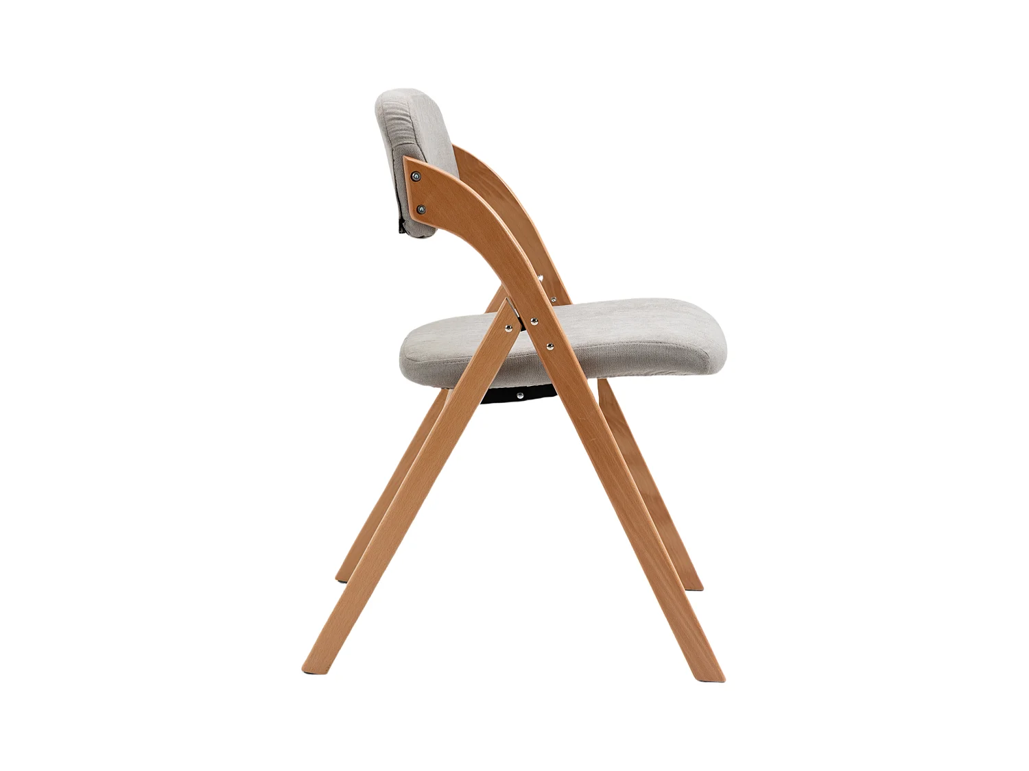 Klappstühle mit gepolsterten Sitz, 2er-Set, Holz stapelbare Esszimmerstühle, abnehmbarer Bezug,  Grau