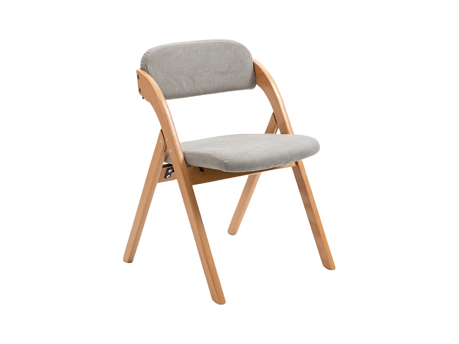 Klappstühle mit gepolsterten Sitz, 2er-Set, Holz stapelbare Esszimmerstühle, abnehmbarer Bezug,  Grau