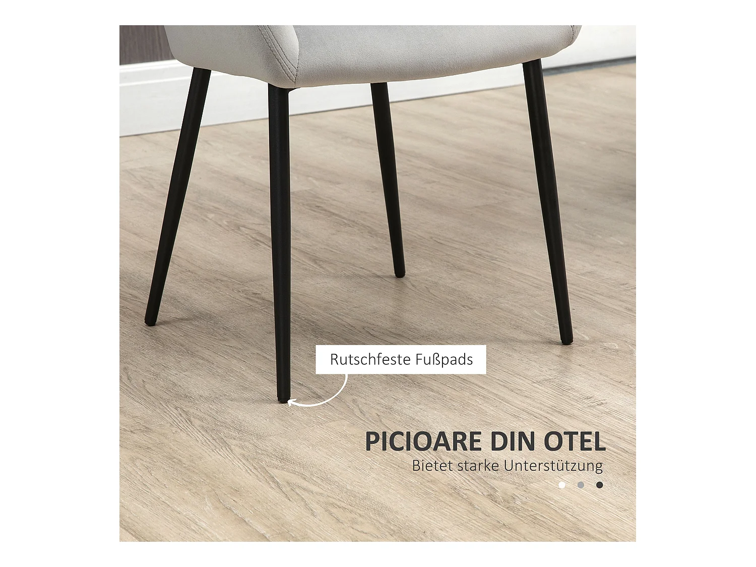 Set di 2 sedie da pranzo, sedia da cucina con schienale, sedia imbottita in effetto velluto, gambe in acciaio, grigio chiaro