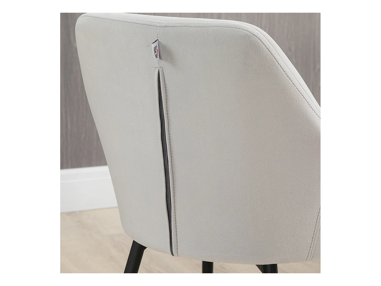 Set di 2 sedie da pranzo, sedia da cucina con schienale, sedia imbottita in effetto velluto, gambe in acciaio, grigio chiaro