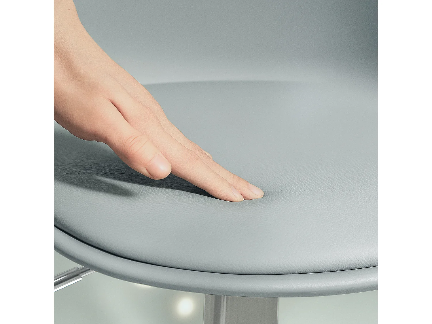 Lot de 2 tabourets de bar, rembourrés avec structure en acier, dossier, réglable en hauteur, avec repose-pieds, rotatif à 360°, simili cuir, gris