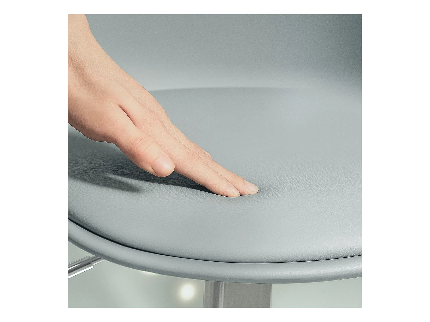 Lot de 2 tabourets de bar, rembourrés avec structure en acier, dossier, réglable en hauteur, avec repose-pieds, rotatif à 360°, simili cuir, gris