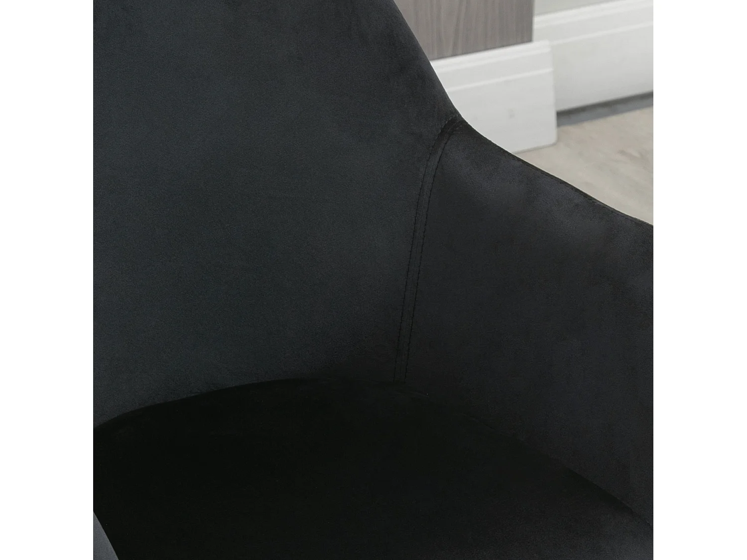 Küchenstühle 2er-Set, ergonomisch mit verlängerten Armlehnen und Rückenlehne, bis 120 kg, Polyester und Holz, Schwarz