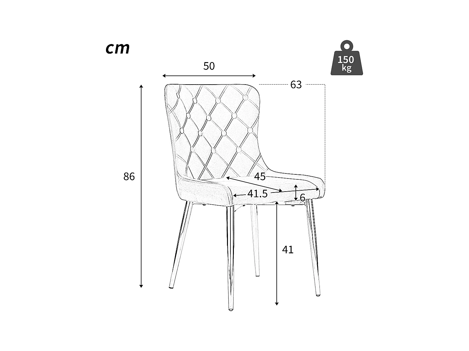 Chaises de salle à manger avec dossier, lot de 2, chaise de cuisine avec revêtement en velours, chaise rembourrée en métal, pieds en fer noir, gris foncé