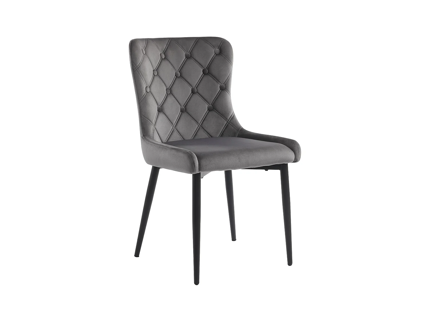 Chaises de salle à manger avec dossier, lot de 2, chaise de cuisine avec revêtement en velours, chaise rembourrée en métal, pieds en fer noir, gris foncé