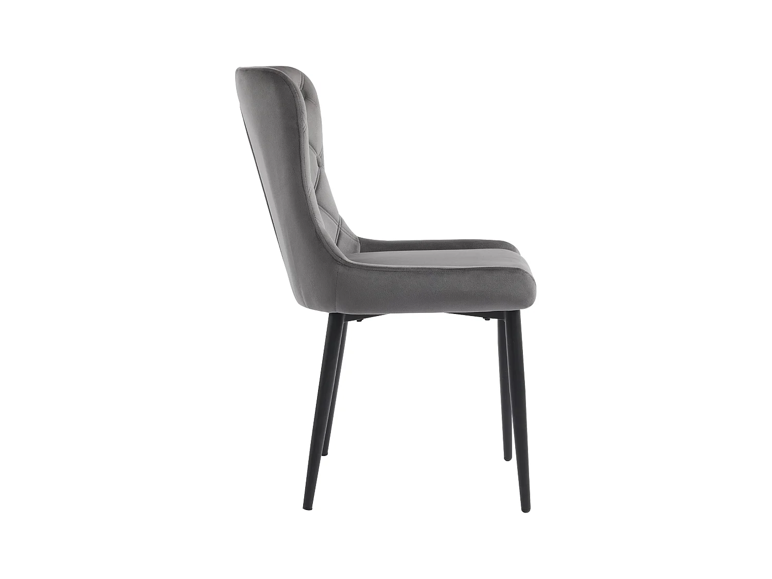 Chaises de salle à manger avec dossier, lot de 2, chaise de cuisine avec revêtement en velours, chaise rembourrée en métal, pieds en fer noir, gris foncé